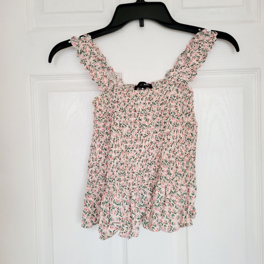 LAST CALL (donating 7/1)! Aqua Floral Smocked Sleeveless Top